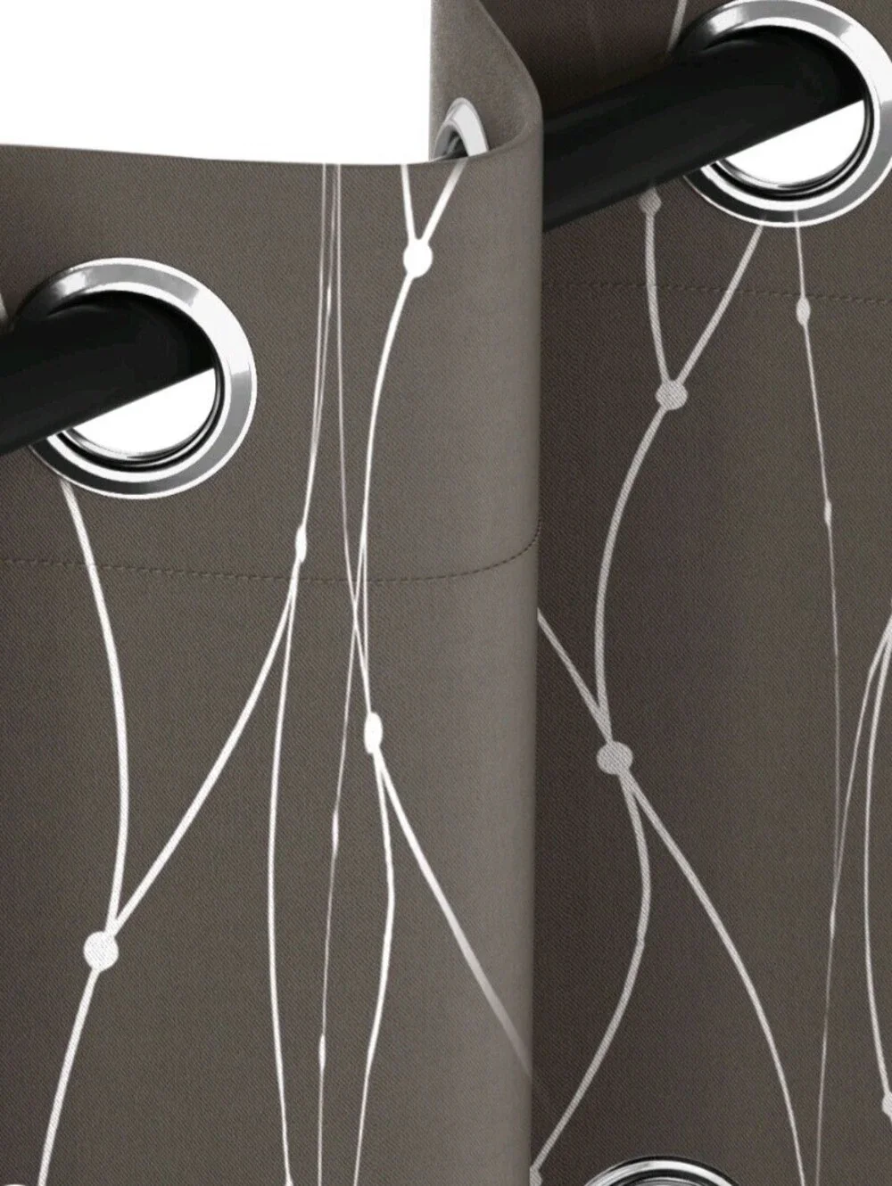 Deconovo Silver Foil Wave Pattern Blackout Curtains Grey Taupe 84